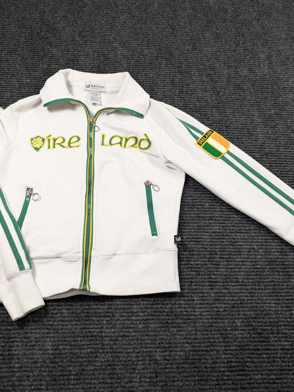 Vintage Self Esteem Ireland Full Zip Track Jacket White Green Medium